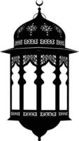 AI generated Silhouette blessing ramadan vibes lantern black color only vector