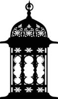 AI generated Silhouette blessing ramadan vibes lantern black color only vector