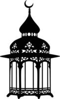 AI generated Silhouette blessing ramadan vibes lantern black color only vector