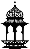 AI generated Silhouette blessing ramadan vibes lantern black color only vector