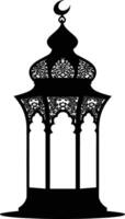 AI generated Silhouette blessing ramadan vibes lantern black color only vector