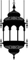 AI generated Silhouette blessing ramadan vibes lantern black color only vector