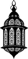 AI generated Silhouette blessing ramadan vibes lantern black color only vector