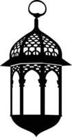 AI generated Silhouette blessing ramadan vibes lantern black color only vector