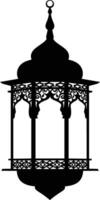 AI generated Silhouette blessing ramadan vibes lantern black color only vector