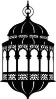 AI generated Silhouette blessing ramadan vibes lantern black color only vector