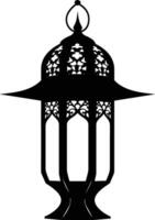 AI generated Silhouette blessing ramadan vibes lantern black color only vector