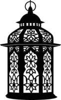 AI generated Silhouette blessing ramadan vibes lantern black color only vector