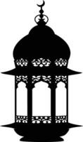 AI generated Silhouette blessing ramadan vibes lantern black color only vector