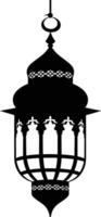 AI generated Silhouette blessing ramadan vibes lantern black color only vector