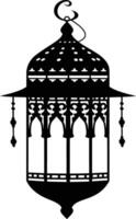 AI generated Silhouette blessing ramadan vibes lantern black color only vector