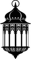 AI generated Silhouette blessing ramadan vibes lantern black color only vector