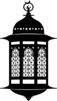 AI generated Silhouette blessing ramadan vibes lantern black color only vector