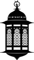 AI generated Silhouette blessing ramadan vibes lantern black color only vector