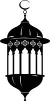 AI generated Silhouette blessing ramadan vibes lantern black color only vector