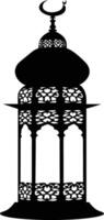 AI generated Silhouette blessing ramadan vibes lantern black color only vector