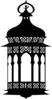 AI generated Silhouette blessing ramadan vibes lantern black color only vector