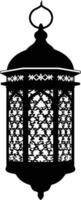 AI generated Silhouette blessing ramadan vibes lantern black color only vector