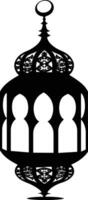 AI generated Silhouette blessing ramadan vibes lantern black color only vector