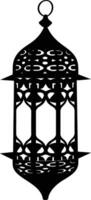 AI generated Silhouette blessing ramadan vibes lantern black color only vector