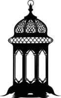 AI generated Silhouette blessing ramadan vibes lantern black color only vector