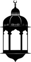 AI generated Silhouette blessing ramadan vibes lantern black color only vector