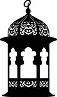 AI generated Silhouette blessing ramadan vibes lantern black color only vector