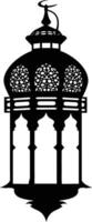 AI generated Silhouette blessing ramadan vibes lantern black color only vector