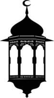 AI generated Silhouette blessing ramadan vibes lantern black color only vector