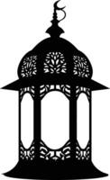 AI generated Silhouette blessing ramadan vibes lantern black color only vector