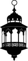 AI generated Silhouette blessing ramadan vibes lantern black color only vector