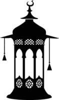 AI generated Silhouette blessing ramadan vibes lantern black color only vector