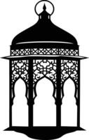 AI generated Silhouette blessing ramadan vibes lantern black color only vector