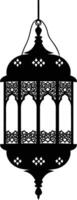 AI generated Silhouette blessing ramadan vibes lantern black color only vector