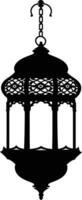 AI generated Silhouette blessing ramadan vibes lantern black color only vector