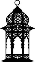 AI generated Silhouette blessing ramadan vibes lantern black color only vector