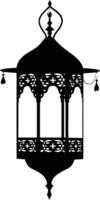 AI generated Silhouette blessing ramadan vibes lantern black color only vector