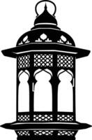 AI generated Silhouette blessing ramadan vibes lantern black color only vector