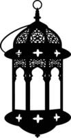 AI generated Silhouette blessing ramadan vibes lantern black color only vector