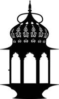 AI generated Silhouette blessing ramadan vibes lantern black color only vector