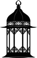 AI generated Silhouette blessing ramadan vibes lantern black color only vector