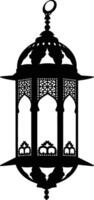 AI generated Silhouette blessing ramadan vibes lantern black color only vector