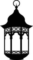 AI generated Silhouette blessing ramadan vibes lantern black color only vector