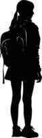 AI generated Silhouette the studen girl black color only full body vector