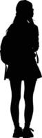 AI generated Silhouette the studen girl black color only full body vector