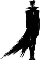 AI generated Silhouette vampire black color only full body vector