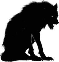 AI generated Silhouette warewolf or occasionally lycanthrope or lycan monster black color only full body vector