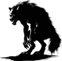 ai generado silueta lobo de mar o de vez en cuando licántropo o licántropo monstruo negro color solamente lleno cuerpo vector