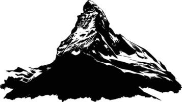 AI generated Silhouette mountain full black color only vector