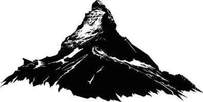 AI generated Silhouette mountain full black color only vector